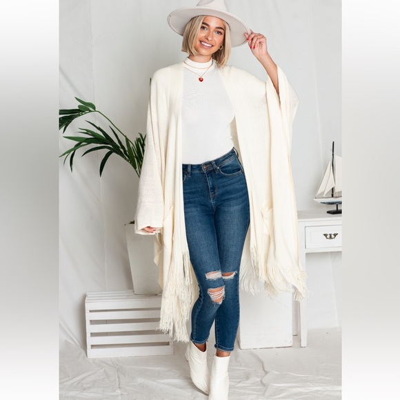 Boho Long Knit Fringed Cardigan - Picture 1 of 4